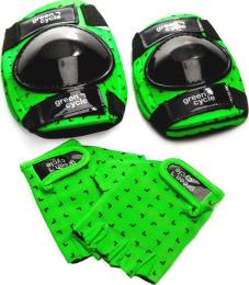 Захист для дітей Green Cycle FLASH наколінники, налокітники, рукавички, зелено-чорний