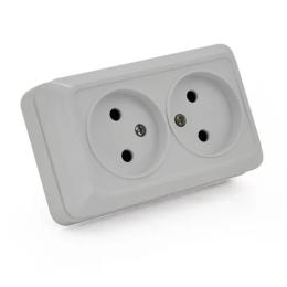 Розетка Proinstal O0102 White подвійна, без заземлення зовнішнього монтажу