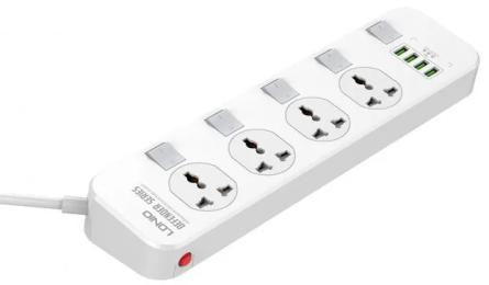 Мережевий фільтр LDNio SC4408 White 4 розетки/4 USB 2 м