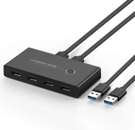 Сплітер Ugreen US216 2 In 4 Out USB 3.0 Sharing Switch Box Black