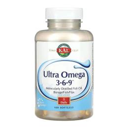Рибячий жир та омега KAL Ultra Omega 3-6-9 1200mg - 100 softgels (2023-10-7598)