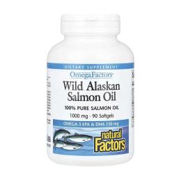 Рибячий жир та омега Natural Factors Wild Alaskan Salmon Oil 1000mg - 90 softgels(2023-10-5745)