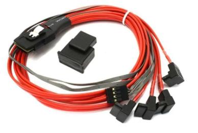 Кабель для підєднання накопичувачів інформації Infinity SAS-SFF-8087 (тато)  -  4xSATA (мама), 0.75m Red