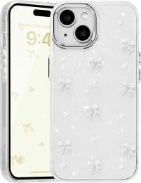 Чохол-накладка Infinity Silicone для iPhone 15 Transparent White Бантики