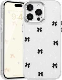 Чохол-накладка Infinity Silicone для iPhone 14 Pro Transparent Black Бантики