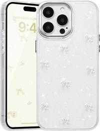 Чохол-накладка Infinity Silicone для iPhone 14 Pro Transparent White Бантики