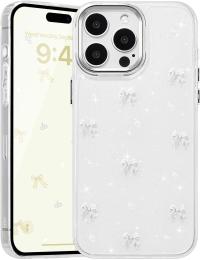 Чохол-накладка Infinity Silicone для iPhone 15 Pro Max Transparent White Бантики