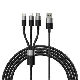 Дата-кабель Baseus CAXS000001 USB Type-A (тато)  -  MicroUSB/Lightning/Type-C (тато), 1.2m Black StarSpeed 1-for-3