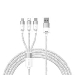 Дата-кабель Baseus CAXS000002 USB Type-A (тато)  -  MicroUSB/Lightning/Type-C (тато), 1.2m White StarSpeed 1-for-3
