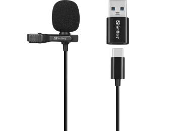 Мікрофон Sandberg Streamer USB Clip USB-A/USB-C Black (126-40)