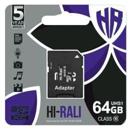 Карта памяті Hi-Rali microSDHC Class 10 UHS-I, з адаптером, 64GB, Blister