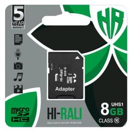 Карта памяті Hi-Rali microSDHC Class 10 UHS-I, з адаптером, 8GB, Blister