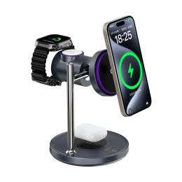 Бездротовий зарядний пристрій WIWU Wi-W041 qi2.2 3 in 1 Space Station Air-cooled Magnetic Wireless Charger Black