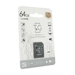 Карта памяті T&amp;G microSDHC Class 10 UHS-I, з адаптером, 64GB, Blister