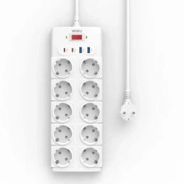 Мережевий фільтр WIWU Wi-S008 White 14 in 1 20W GaN Power Strip 2C+2A+10AC 2м