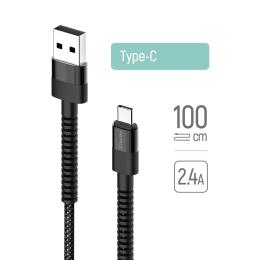 Дата-кабель ColorWay CW-CBUC063-BK USB Type-A (тато)  -  USB Type-C (тато), 1m Black