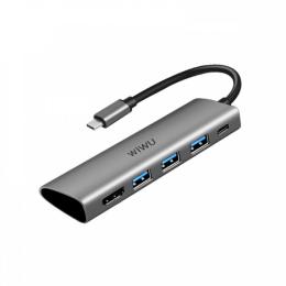 USB-хаб WIWU A440 Pro 4 in 1 (USB-C to 4xUSB3.0) Hub Alpha Gray