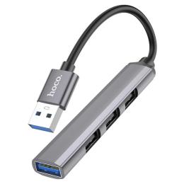 USB-хаб Hoco HB26 4 in 1 adapter (USB to USB3.0 + USB2.0 * 3) Metal Gray
