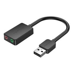 Звукова карта Vention USB AUX jack, 2 * TRRS (Mic + Ear) 1м Black (CDYBF)