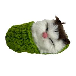 Іграшка-антистрес Bambi Котик спить у вязаній тапочці MM418 Green