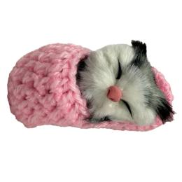 Іграшка-антистрес Bambi Котик спить у вязаній тапочці MM418 Pink