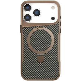 Чохол-накладка EpiK TPU + PC Metal Buttons with MagSafe Carbon Ring для Apple iPhone 17 Pro Max (6.9) Gold (00000080932_1)