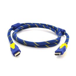 Відео-кабель Merlion 6918 HDMI(тато)HDMI(тато), 3m Blue Gold v1.4, OD-8.0 mm, 2 фільтра, обплетення