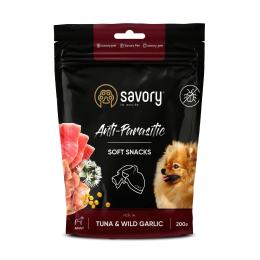 Ласощі для собак Savory з антипаразитарним ефектом, тунець і часник 200 г