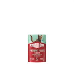 Корм вологий Carnilove Gravy Pheasant with Raspberry Leaves для котів фазан і листя малини в соусі 85 г (101402)