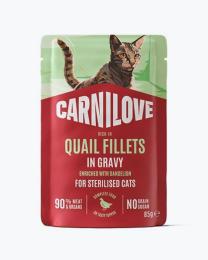 Корм вологий Carnilove Gravy Quail with Dandelion Sterilised для стерилізованих котів перепілка і кульбаба в соусі 85 г (101400)