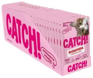 НАБІР Корм вологий Catch! для дороcлих котів з яловичиною та овочами в желе 24 шт х 85г. (Catch_67000)