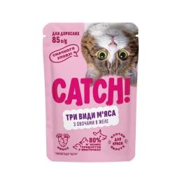НАБІР Корм вологий Catch! для дороcлих котів три види м_яса з овочами в желе 24 шт х 85г. (Catch_66980)