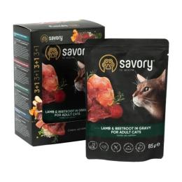 Набір паучів Savory Adult Cats with Lamb and Beetrot in Gravy 3+1 (SV_040539)