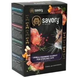 Набір паучів Savory Sterilised Cats with Lamb and Cranberries in Gravy 3+1 (SV_040546)