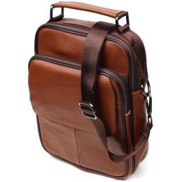 Сумка Vintage Месенджер з натуральної шкіри (21951) Light Brown