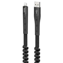 Дата-кабель Hoco Cotton treasure elastic U78 1.2m USB(тато) - Lightning(тато) Black
