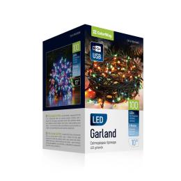 Гірлянда ColorWay CW-G-100L10UMC кольорова USB, 10 м