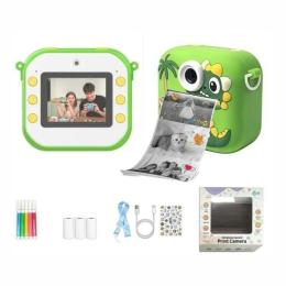 Камера миттєвого друку DIY Toys Динозавр (3 рул.паперу, карта памяті 4 G, маркери, стікери) Green CJ-4978946-G