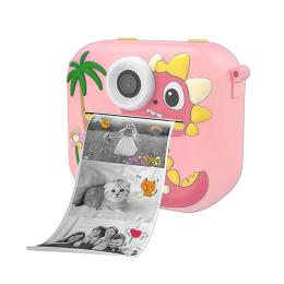 Камера миттєвого друку DIY Toys Динозавр (3 рул.паперу, карта памяті 4 G, маркери, стікери) Pink CJ-4978946-P