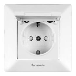 Розетка Panasonic Arkedia Slim White з заземленням, з кришкою