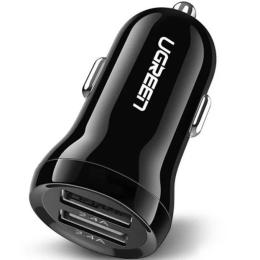 Автомобільний адаптер для телефона Ugreen ED018 Black (Dual-Port Car Charger 4.8А 24W)