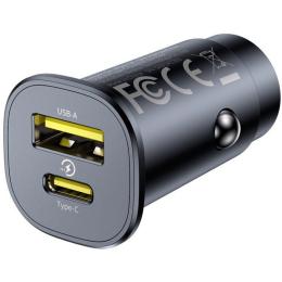 Автомобільний адаптер для телефона Baseus GoTrip DP1 Car Charger C + U 30W Black C00072300123-00