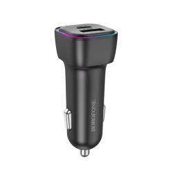 Автомобільний адаптер для телефона Borofone BZ28A Trophie PD30W + QC3.0 Black