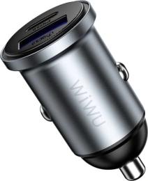 Автомобільний адаптер для телефона WIWU Wi-CC030 35W Nano Lite A + C Gray