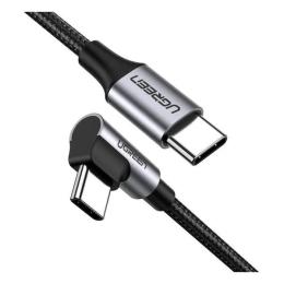Дата-кабель Ugreen US255 Type-C (тато) - Angled USB (тато) 1 м Black Gray (50123)