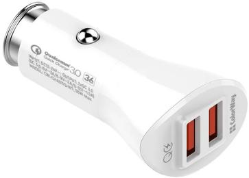Автомобільний адаптер для телефона ColorWay CW-CHA011Q-WT White (2 USB Quick Charge 3.0 36 W )