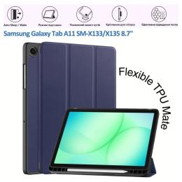 Чохол-книжка для планшета BeCover Flexible TPU Mate для Samsung Galaxy Tab A11 X133/X135 8.7 Deep Blue з кріпленням для стилуса (715585)