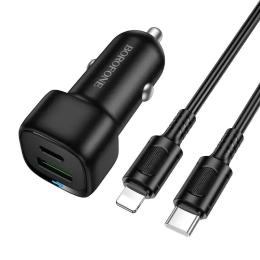 Автомобільний зарядний пристрій для телефона Borofone BZ34B Cloud PD38W (1C1A) car charger set (C to iP) Black