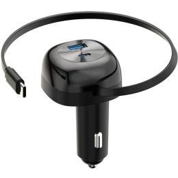 Автомобільний зарядний пристрій для телефона Proove Pulsar 65W (Type-C + USB) + Retractable Type-C Cable Black