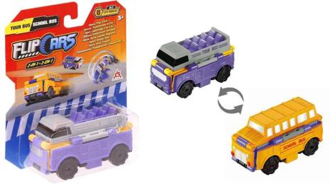Іграшкова машинка Flip Cars EU463875-10 2 в 1 Туристичний і Шкільний автобус